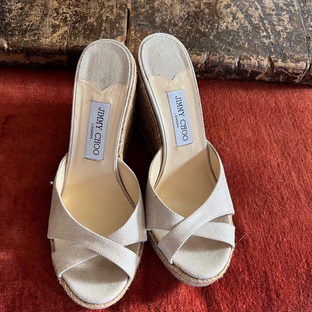 Jimmy Choo Cream Espadrille Shoes Elegant Minimalist Design